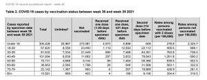 Spreadsheet, as it appears in the report from the Health Security Agency